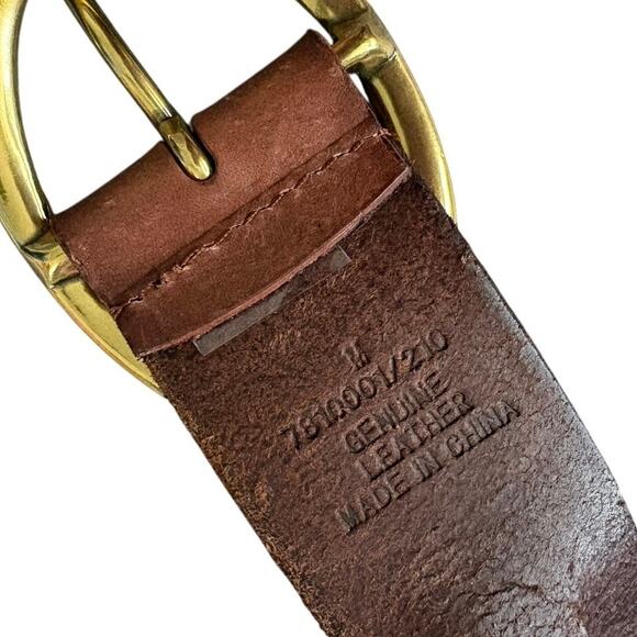 Genuine Leather Braided Belt Brown Gold Oval Buckle Boho Western M Adjustable